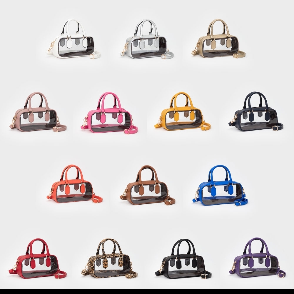 White Handle Structured Transparent Clear Handbag… - image 6